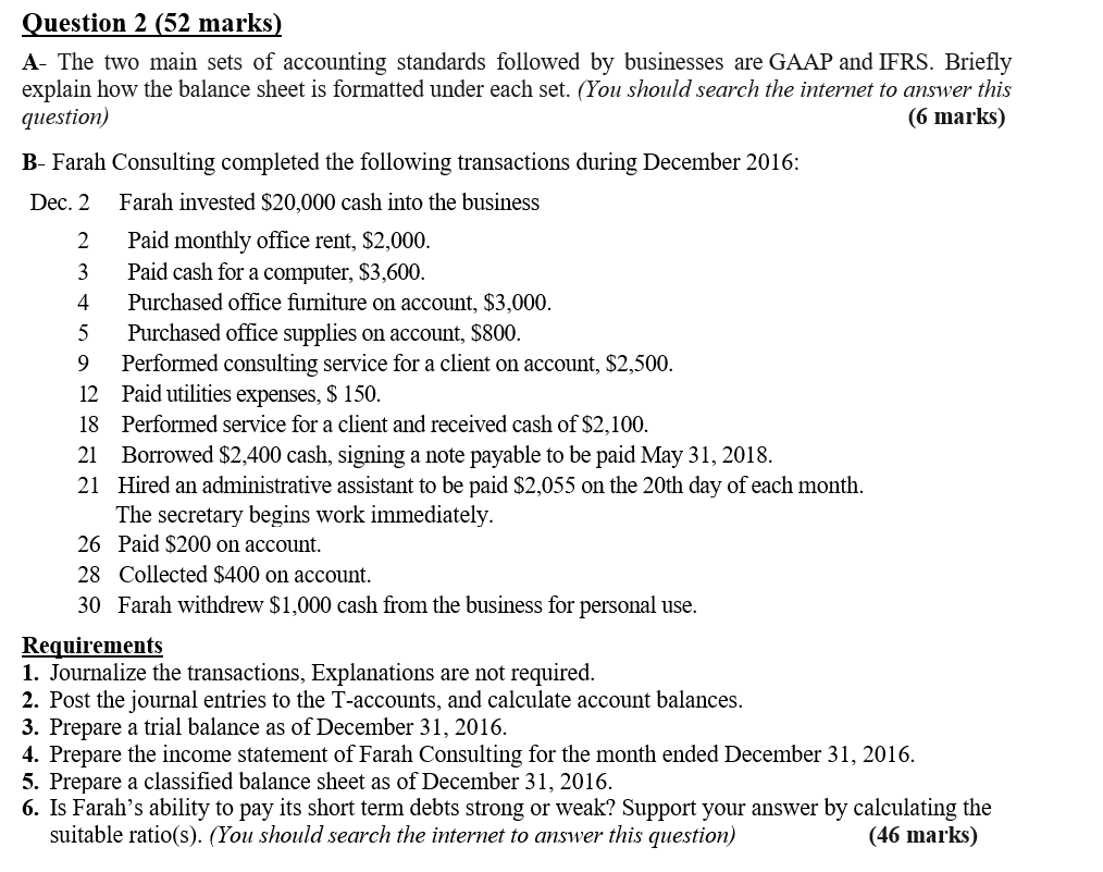  Please someone answer 5 Question 2 (52 marks) A- The two