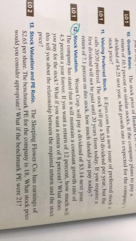 STEP BY STEP SOLUTION FOR NUMBER 12 Growth Rates. The stock price