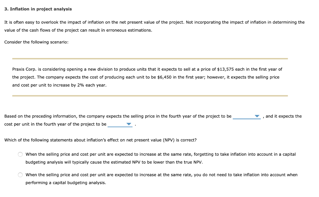  3. Inflation in project analysis It is often easy to overlook