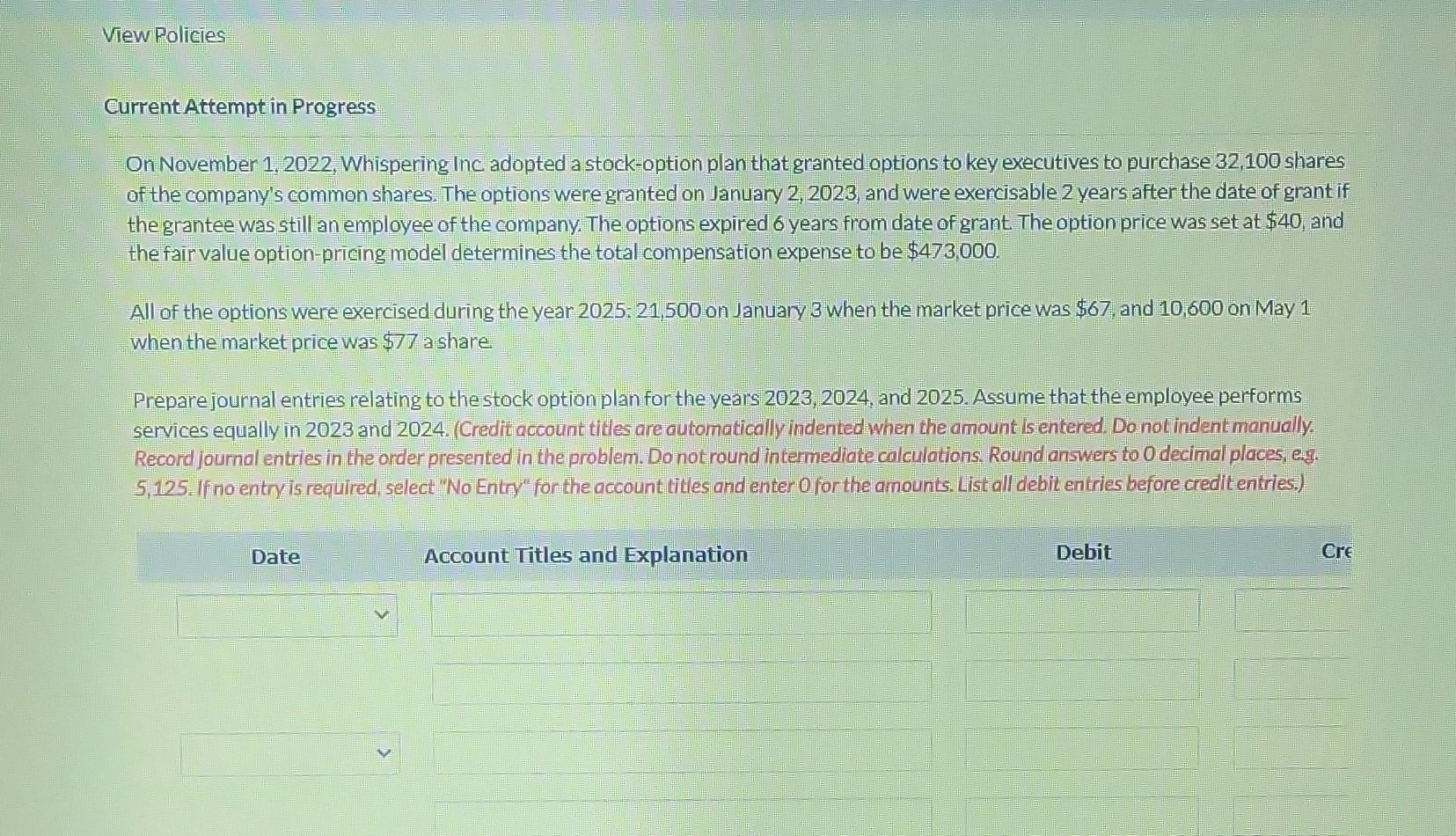  Current Attempt in Progress On November 1, 2022, Whispering Inc adopted