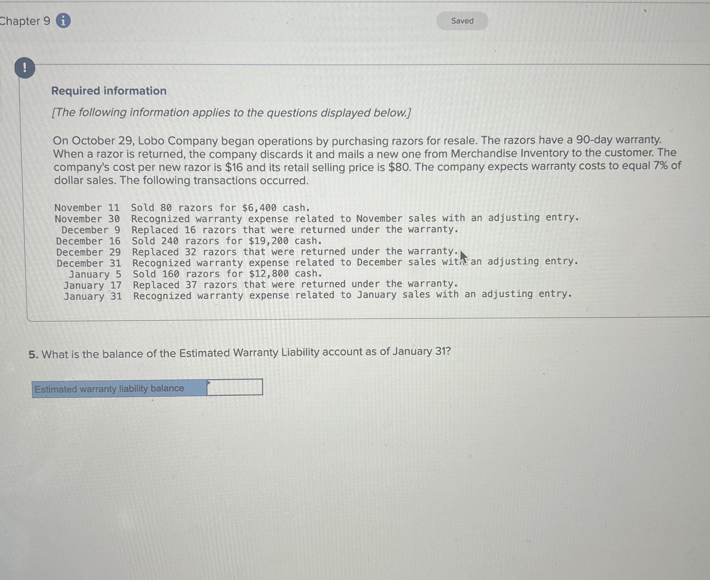  Chapter 9 i ! Required information [The following information applies to