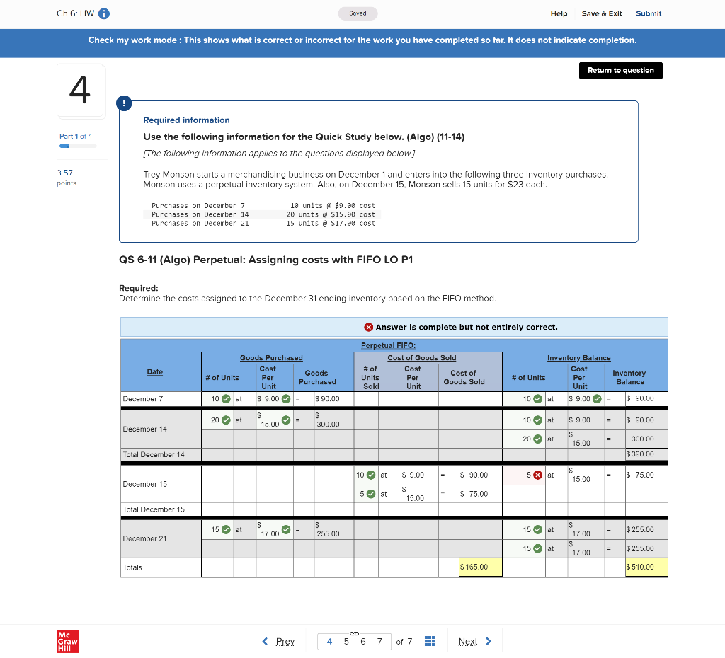  Required information Use the following information for the Quick Study below.