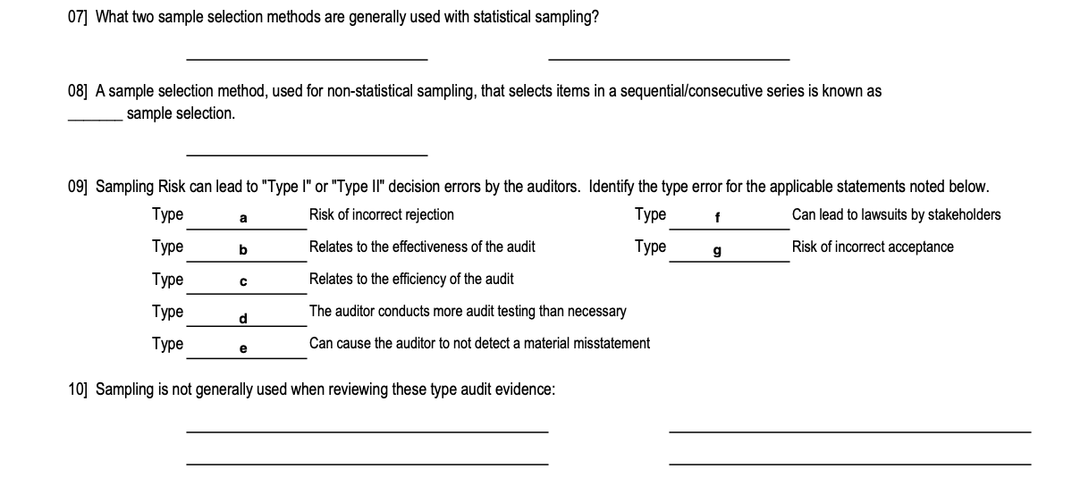  07] What two sample selection methods are generally used with statistical