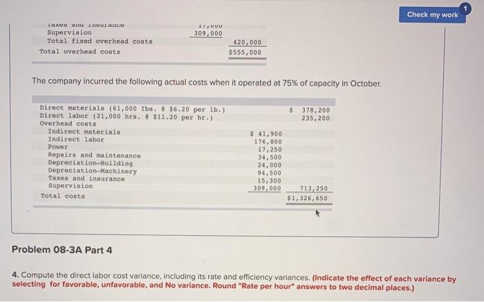 of materials, labor, and overhead variances; and overhead variance report LO P1,
