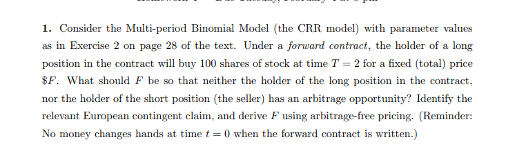 a CRR model with T = 2, So = $100, Si =