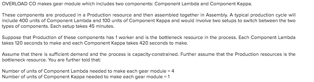  OVERLOAD CO makes gear module which includes two components: Component Lambda