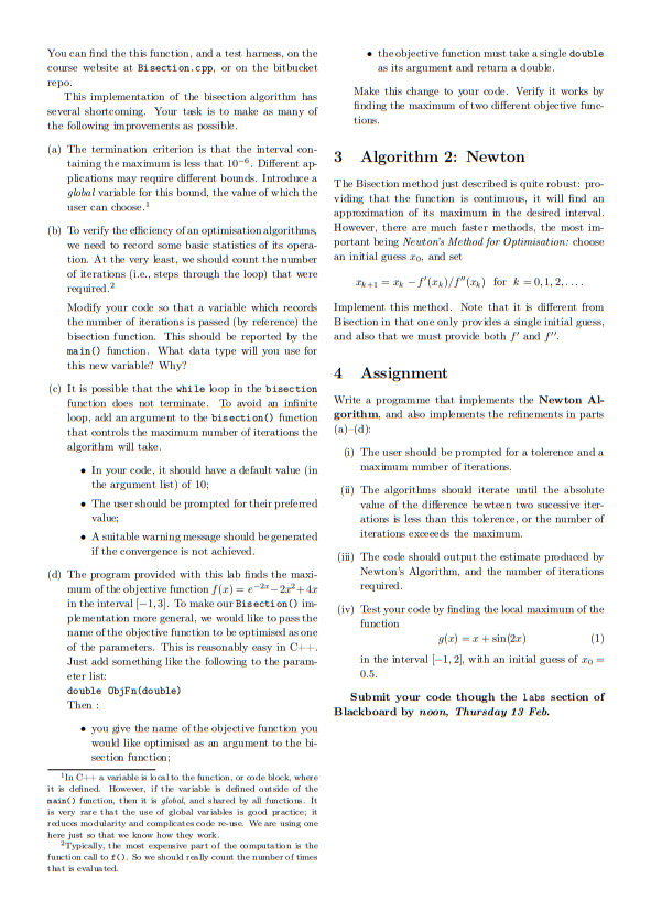  the objective function must take a single double as its argument