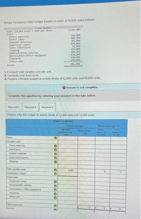 folllows. 1. Compute total variable cost per unit. 2. Compute total fixed
