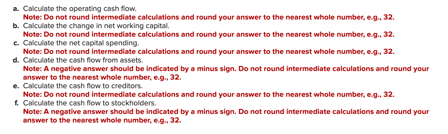  a. Calculate the operating cash flow. Note: Do not round intermediate