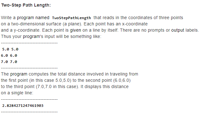  Two-Step Path Length: Write a program named TwoStepPathLength that reads in