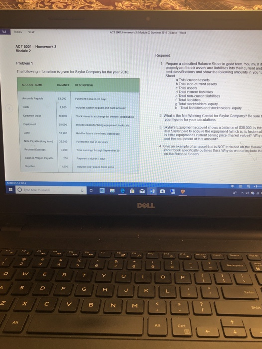  ACT 5001-Homework 3 Module 2 Required Problem1 1 Piepare a classiied