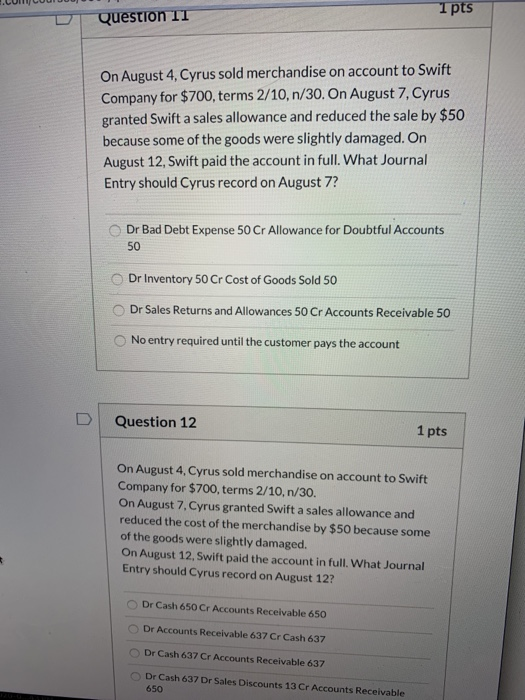  ..CU COULD 1 pts Question II On August 4, Cyrus sold