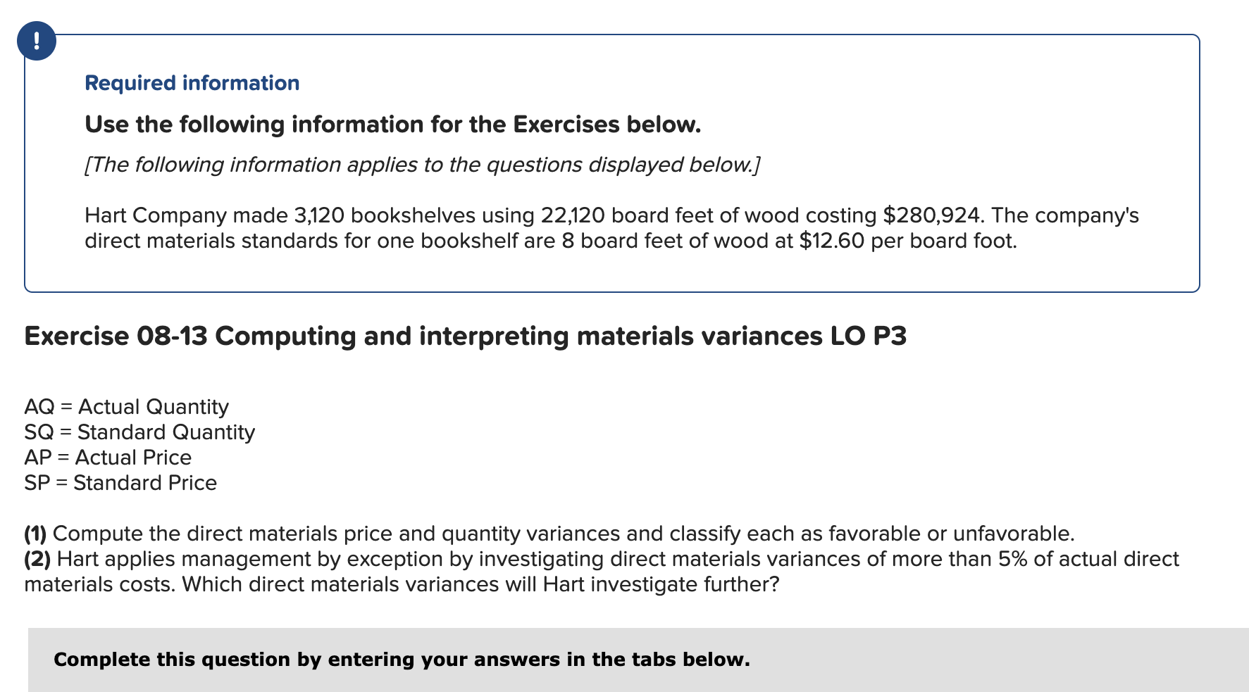  Required information Use the following information for the Exercises below. [The
