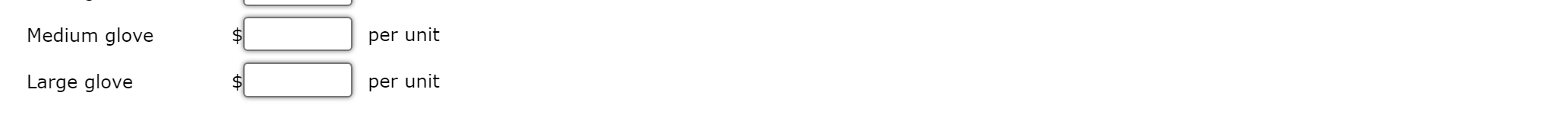 three sizes of sports gloves: small, medium, and large. A glove pattern