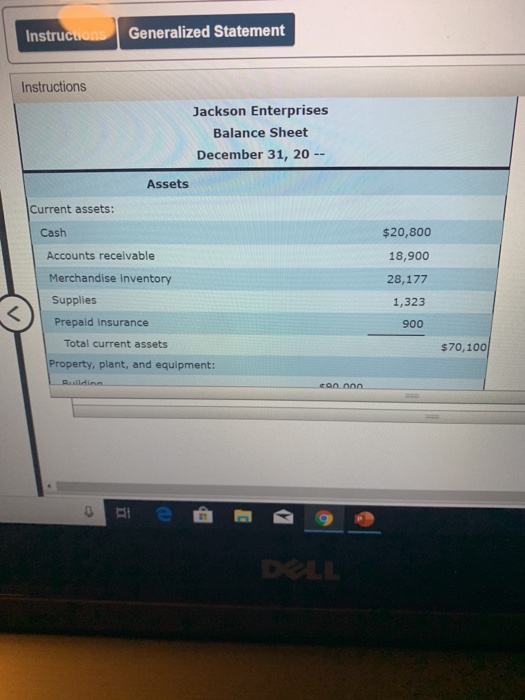 December 31, 20- Working capital: to 1 Current ratio: to 1 Quick
