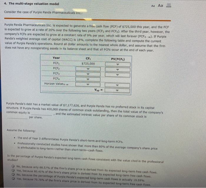  4. The multi-stage valuation model Aa Aa Consider the case of