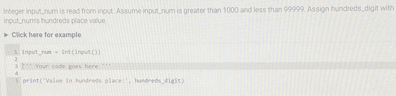  Integer input_num is read from input. Assume input_num is greater than