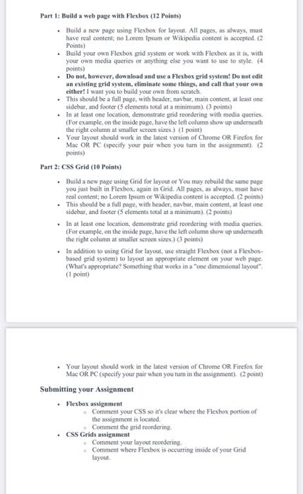  Part 1: Build a web page with Flexbex (12 Points) -