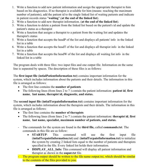 program aims to develop a therapist management center for patients to assign