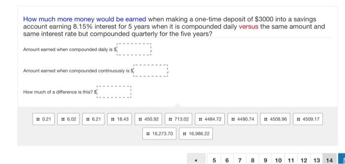  How much more money would be earned when making a one-time
