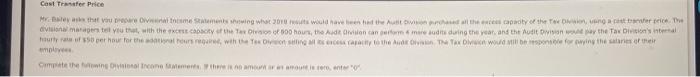 two costantes. The Not Division is composed of two cost center departments