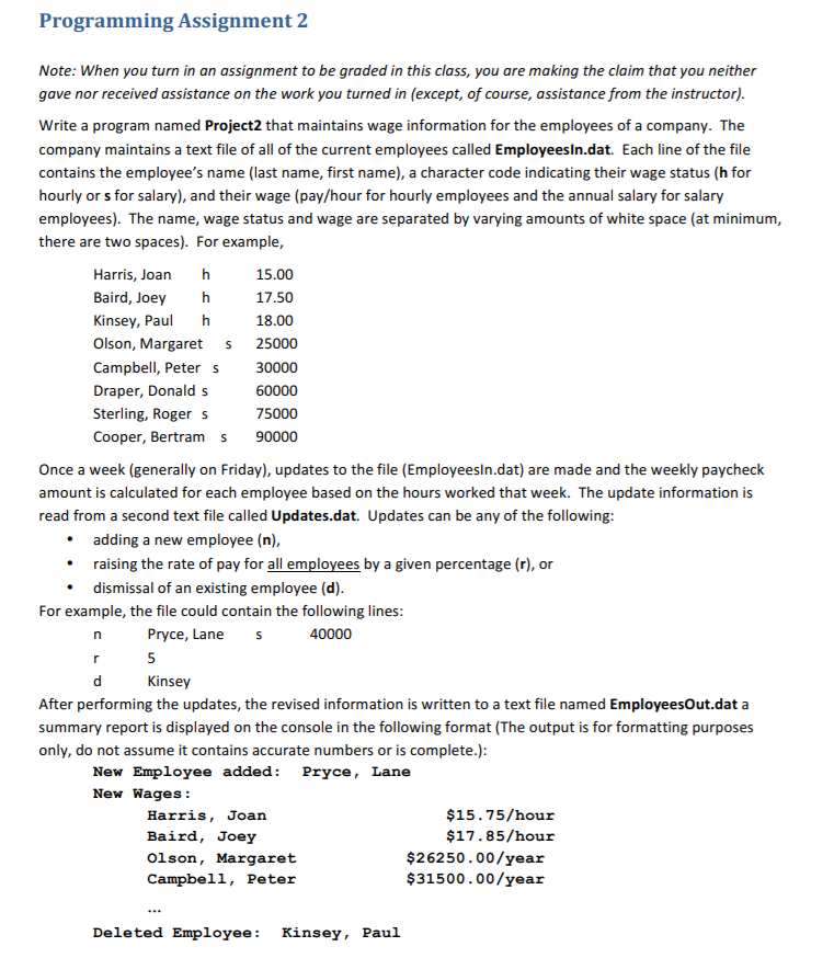  Programming Assignment 2 Note: When you turn in an assignment to