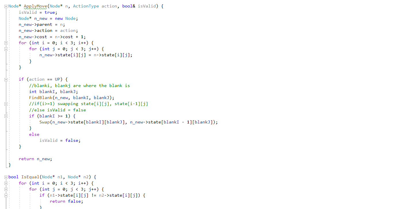 Develop a state description and actions to explore from a initial state