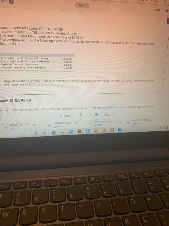 May follows. a. Purchased raw materials on credit, $260,000. b. Materials requisitions