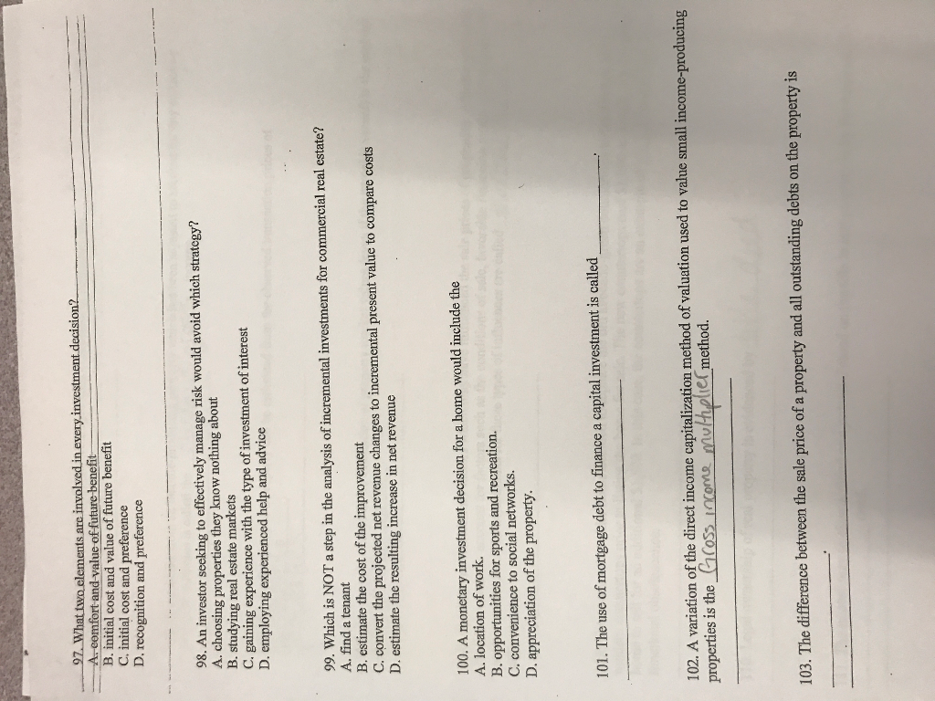  What two elements are involved in every investment decision? A. comfort