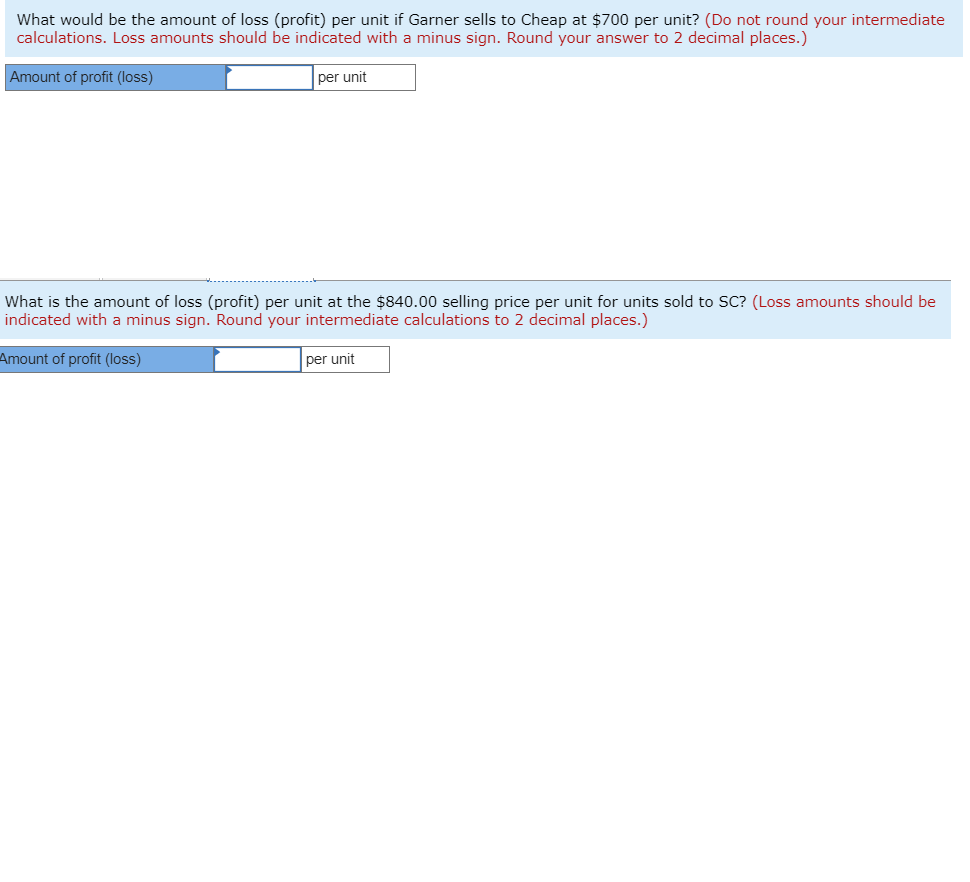 clearly the answers to the items in the table above. Garner Industries