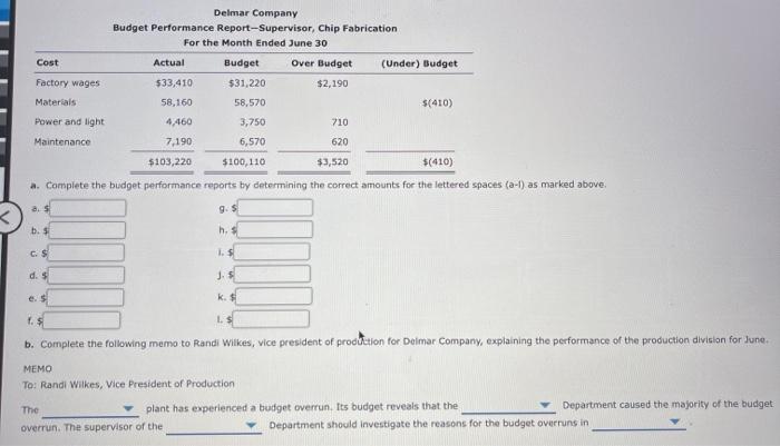 for Delmar Company, a manufacturer of light duty motors, follow: Delmar Company