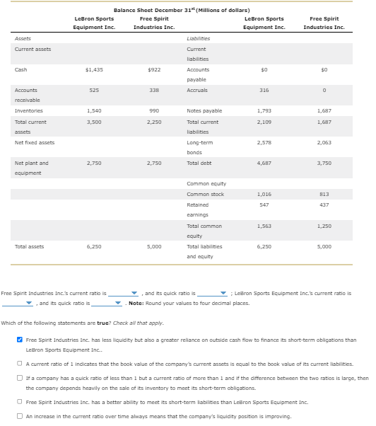 , and its quick ratio is - Notel Round your values