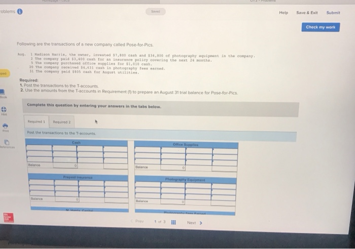 oblems Help Save & Exit Submit Check my work Following are