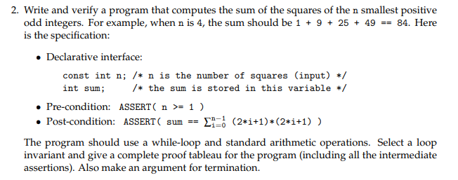  2. Write and verify a program that computes the sum of