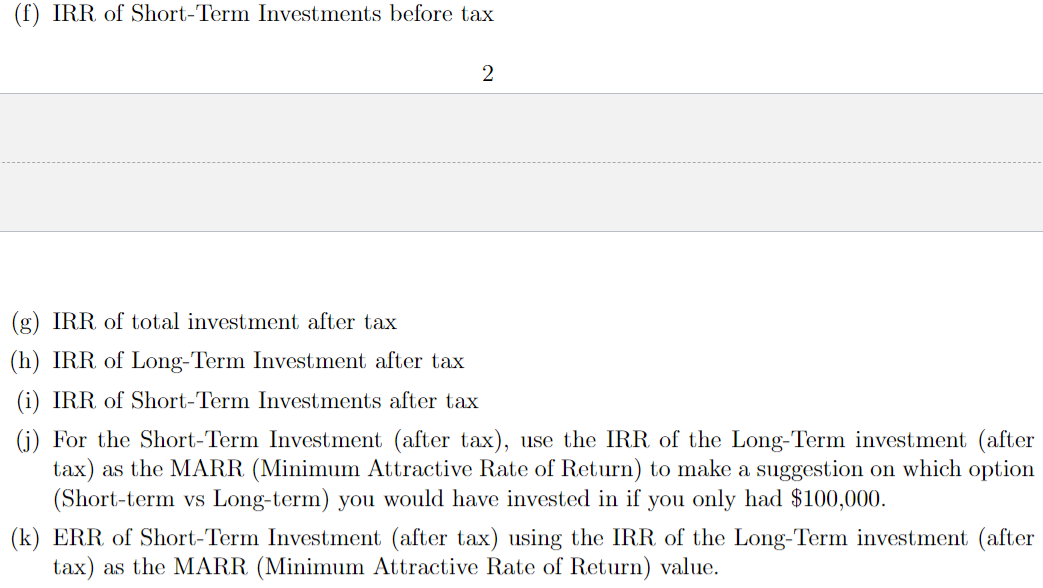 short term investment, your initial investment must consist of three equities, one