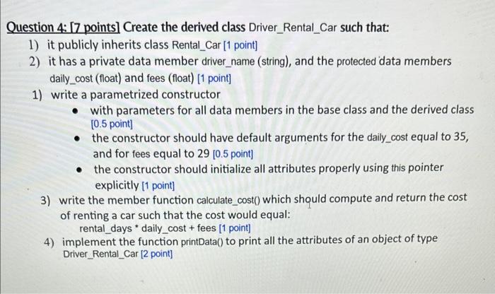 below given the following class Rental_Car declaration: class Rental_Car\{ private: string model;