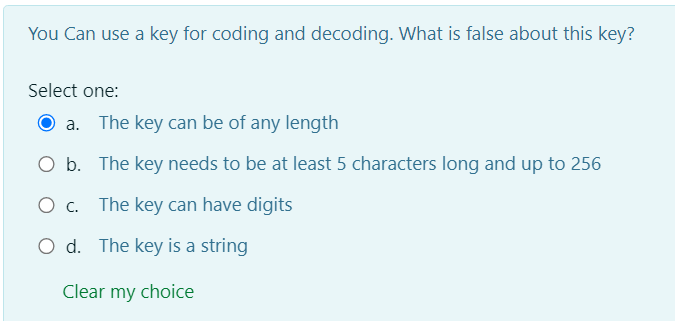  Is this correct? You Can use a key for coding and