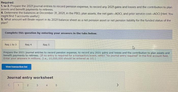 31,2021 (the end of Beale's fiscal year), the ollowing pension-related data were