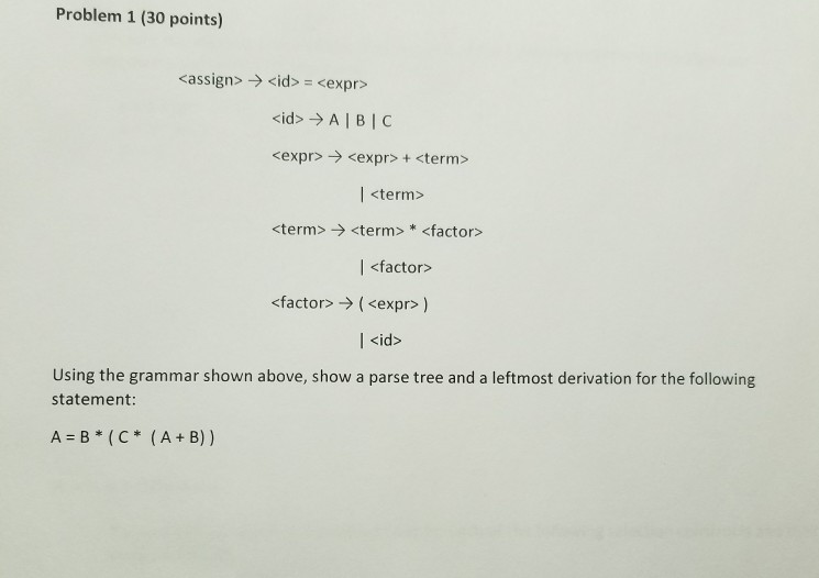  Problem 1 (30 points) -> = id>-> A I B I
