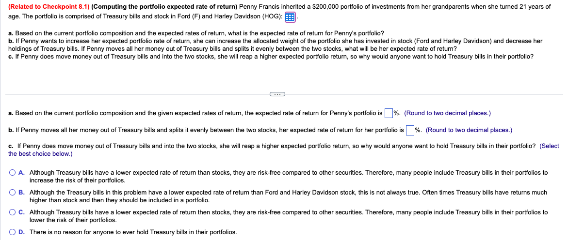 return) Penny Francis inherited a $200,000 portfolio of investments from her grandparents