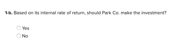 cash inflows of $9,000 annually for four years. Park Co. requires a