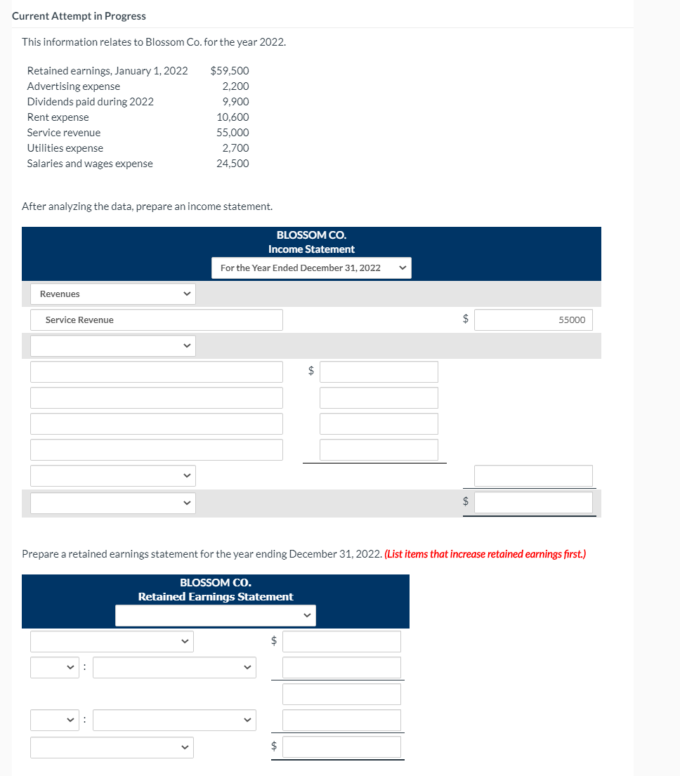 Current Attempt in Progress This information relates to Blossom Co. for