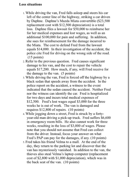 of your text. For each of the cases described below, evaluate whether