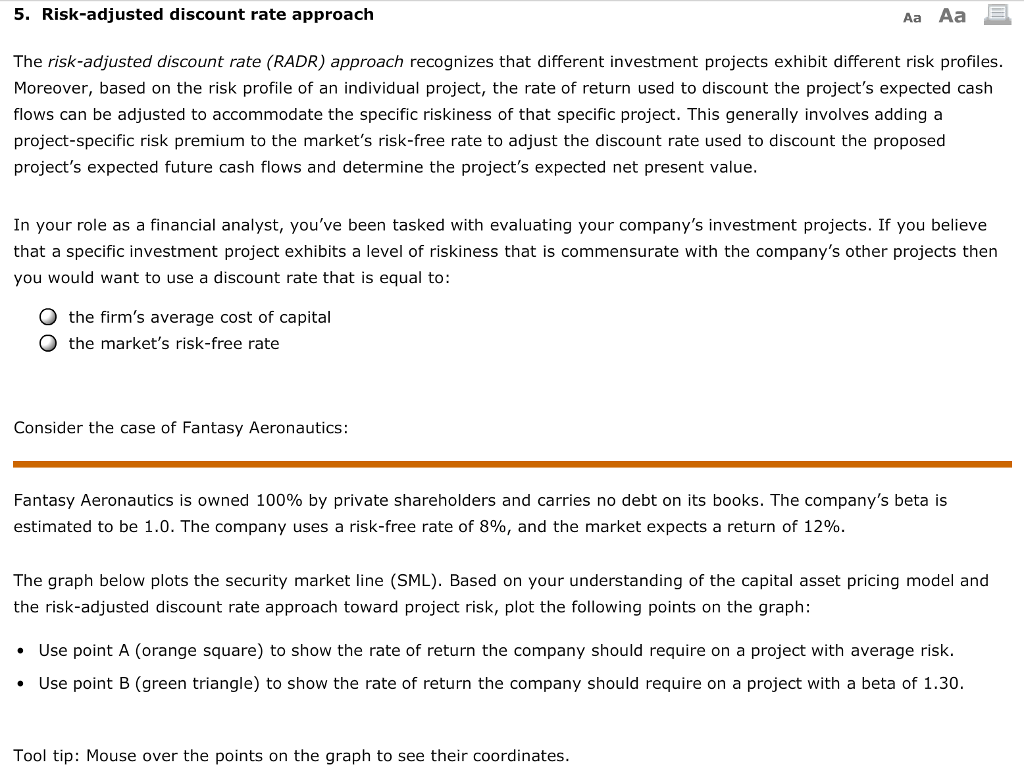 Please answer all the questions! 5. Risk-adjusted discount rate approach Aa