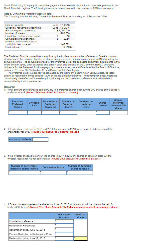Please answer all questions Ozark Distributing Company is primarily engaged in