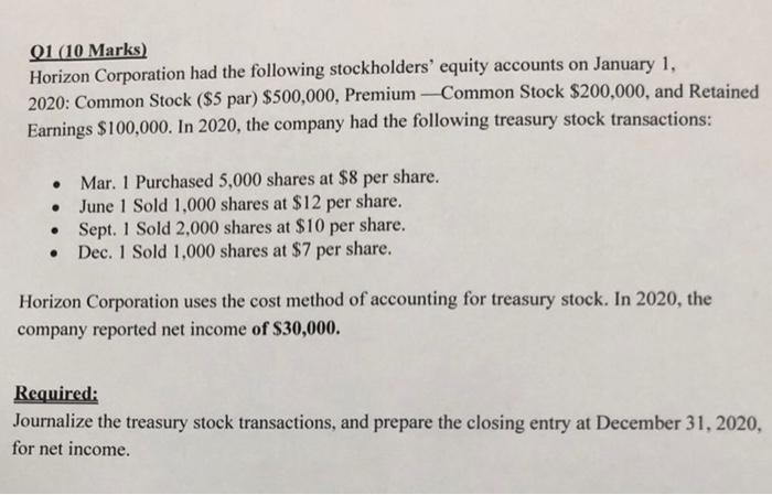  answer q2 only no need for q1 Q1 (10 Marks) Horizon
