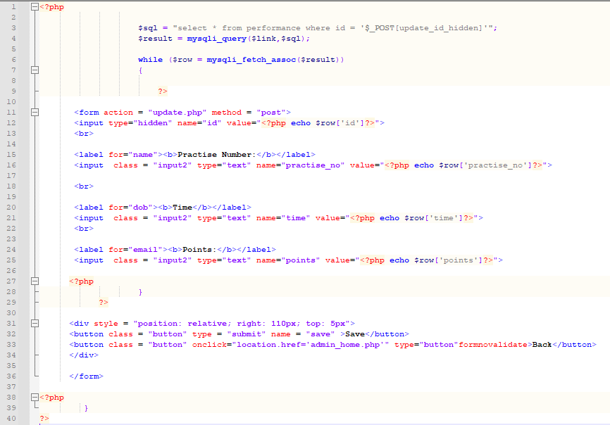 to update multiple data in the performance table but only the last
