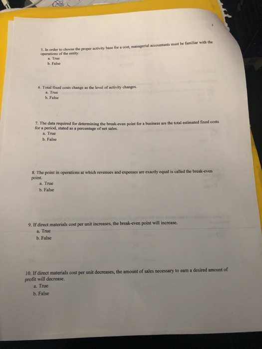  5. In order to choose the proper activity base for a