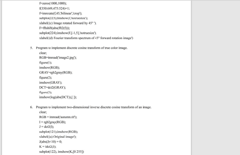 implement Fourier transform, discrete cosine transform, Hadamard transform, and Radon transform of