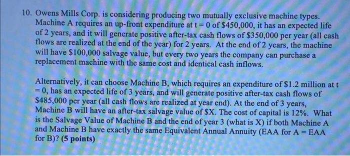 please calculate in excel possibly, thank you so much ! 10. Owens
